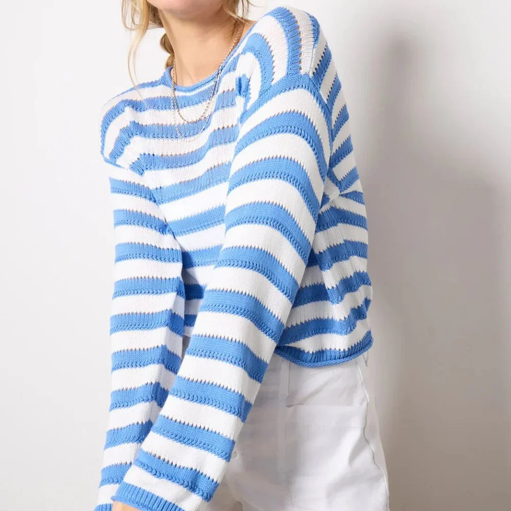 NEW Prado Blue & White Stripe Sweater by Z Supply - Size Small - Picture 4 of 8